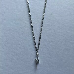 18” Silver Lightning Bolt Rocker ￼￼Dainty Small Pendant  Layering Charm Necklace